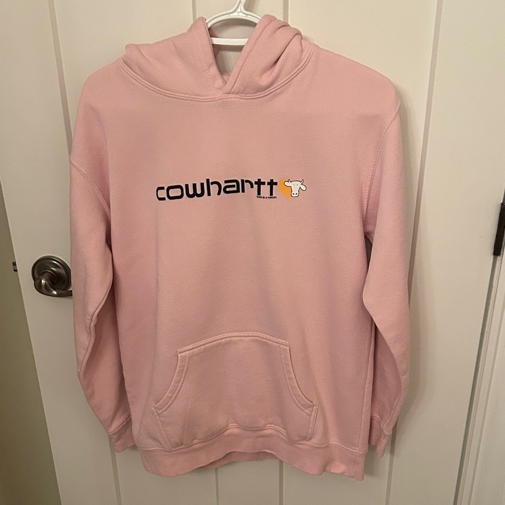 Pink Cows “cowhartt” Women's Hoodie Sweater, size XL